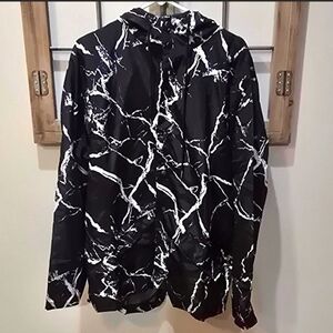 NWT New Zealand Fitwear Black Marble Windbreaker -$79 Retail Mens Size Large